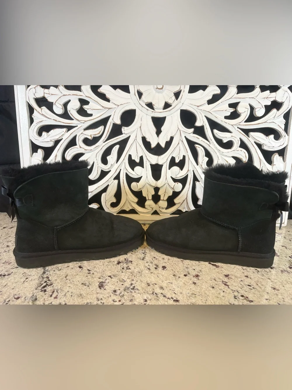 UGG Mini Bailey Bow II Black Boots Size 8